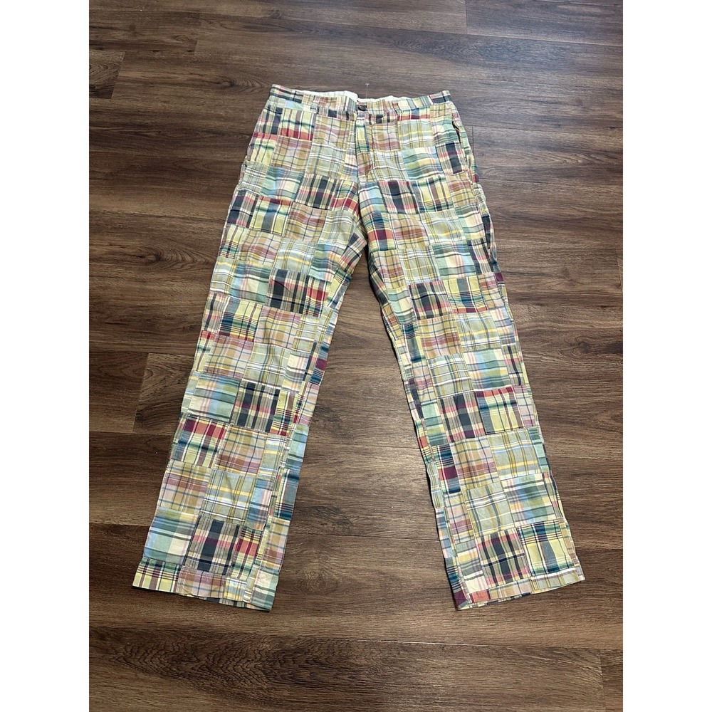 J Crew Pants Mens 32x32 Patchwork Straight Leg Chino Trouser Plaid Multicolor